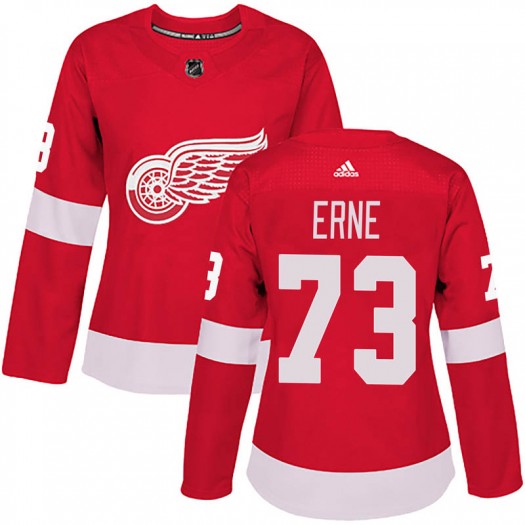 Adam Erne Detroit Red Wings Women's Adidas Authentic Red Home Jersey