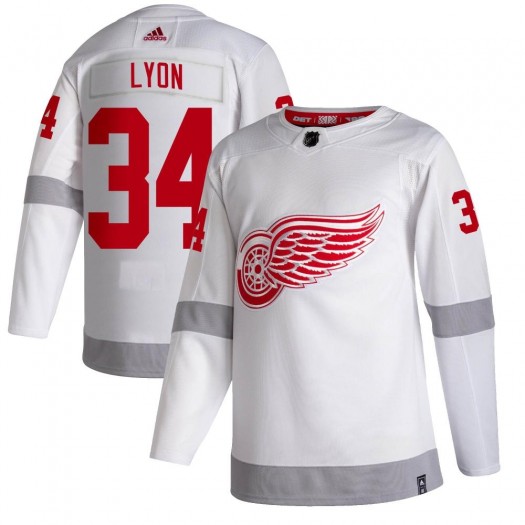 Alex Lyon Detroit Red Wings Youth Adidas Authentic White 2020/21 Reverse Retro Jersey