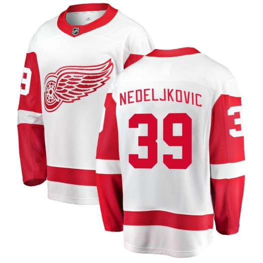Alex Nedeljkovic Detroit Red Wings Youth Fanatics Branded White Breakaway Away Jersey