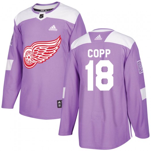 Andrew Copp Detroit Red Wings Men's Adidas Authentic Purple Hockey Fights Cancer Practice Jersey
