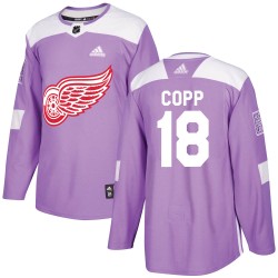Andrew Copp Detroit Red Wings Youth Adidas Authentic Purple Hockey Fights Cancer Practice Jersey