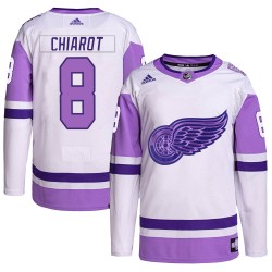 Ben Chiarot Detroit Red Wings Men's Adidas Authentic White/Purple Hockey Fights Cancer Primegreen Jersey
