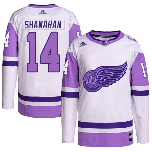 Brendan Shanahan Detroit Red Wings Men's Adidas Authentic White/Purple Hockey Fights Cancer Primegreen Jersey