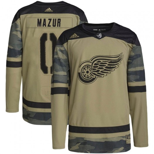 Carter Mazur Detroit Red Wings Youth Adidas Authentic Camo Military Appreciation Practice Jersey