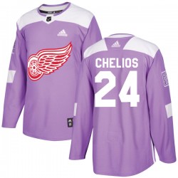 Chris Chelios Detroit Red Wings Men's Adidas Authentic Purple Hockey Fights Cancer Practice Jersey