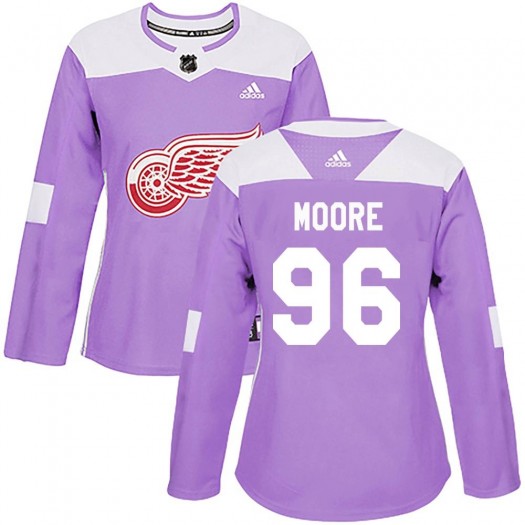 Cooper Moore Detroit Red Wings Women's Adidas Authentic Purple Hockey Fights Cancer Practice Jersey