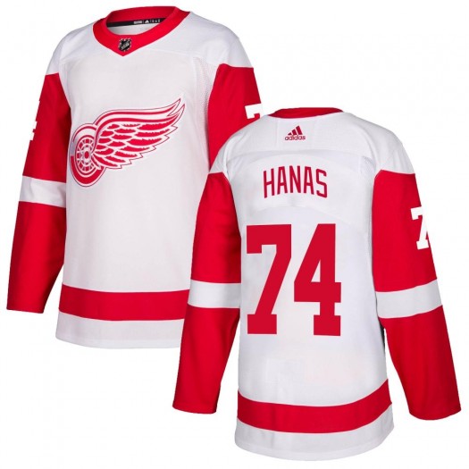 Cross Hanas Detroit Red Wings Men's Adidas Authentic White Jersey