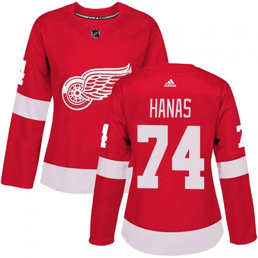 Cross Hanas Detroit Red Wings Women's Adidas Authentic Red Home Jersey
