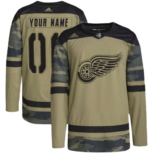 Custom Detroit Red Wings Men's Adidas Authentic Camo Military Appreciation Practice Jersey