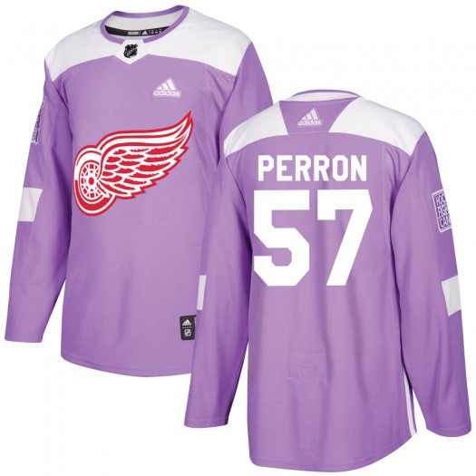 David Perron Detroit Red Wings Men's Adidas Authentic Purple Hockey Fights Cancer Practice Jersey