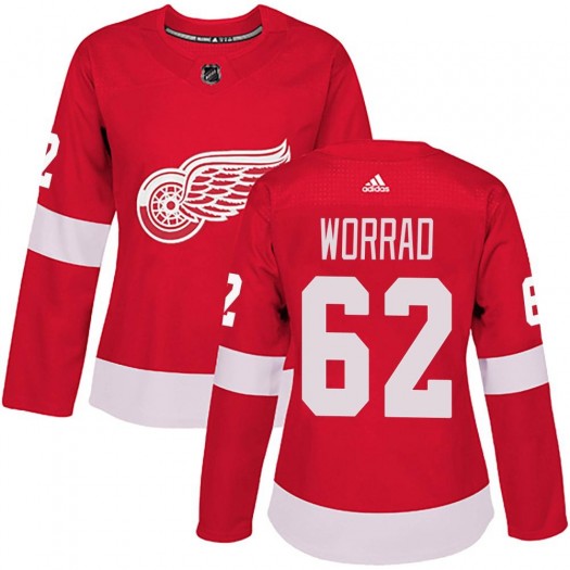 Drew Worrad Detroit Red Wings Women's Adidas Authentic Red Home Jersey