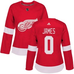 Dylan James Detroit Red Wings Women's Adidas Authentic Red Home Jersey