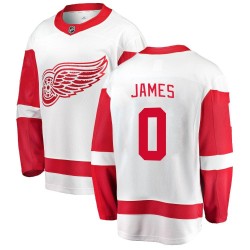 Dylan James Detroit Red Wings Youth Fanatics Branded White Breakaway Away Jersey