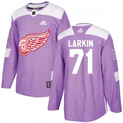 Dylan Larkin Detroit Red Wings Men's Adidas Authentic Purple Hockey Fights Cancer Practice Jersey