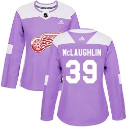 Dylan McLaughlin Detroit Red Wings Women's Adidas Authentic Purple Hockey Fights Cancer Practice Jersey