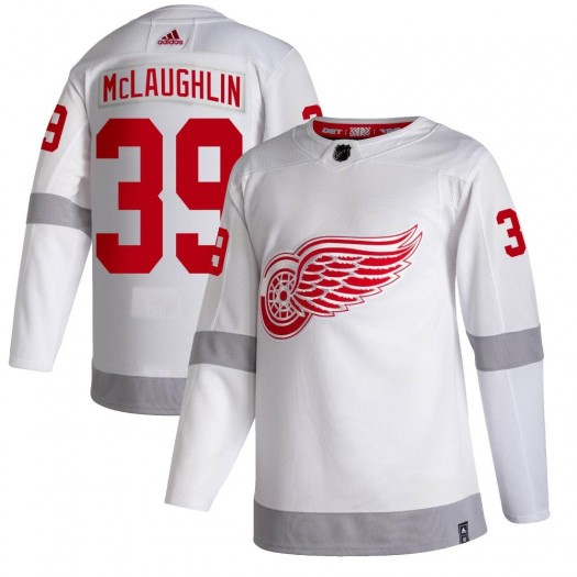Dylan McLaughlin Detroit Red Wings Youth Adidas Authentic White 2020/21 Reverse Retro Jersey