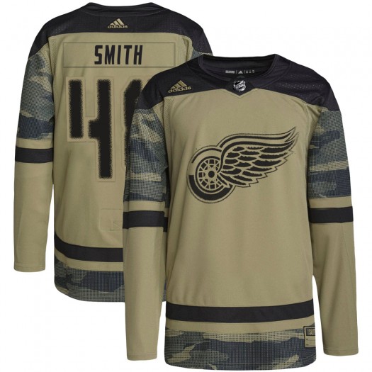 Givani Smith Detroit Red Wings Men's Adidas Authentic Camo Military Appreciation Practice Jersey