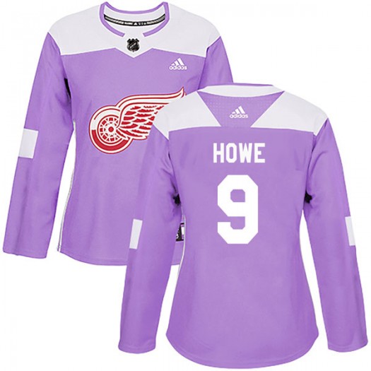 Gordie Howe Detroit Red Wings Women's Adidas Authentic Purple Hockey Fights Cancer Practice Jersey