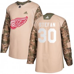 Greg Stefan Detroit Red Wings Youth Adidas Authentic Camo Veterans Day Practice Jersey