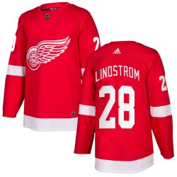 Gustav Lindstrom Detroit Red Wings Men's Adidas Authentic Red Home Jersey