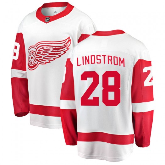 Gustav Lindstrom Detroit Red Wings Men's Fanatics Branded White Breakaway Away Jersey