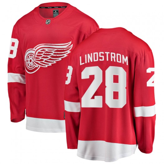 Gustav Lindstrom Detroit Red Wings Youth Fanatics Branded Red Breakaway Home Jersey