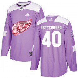 Henrik Zetterberg Detroit Red Wings Men's Adidas Authentic Purple Hockey Fights Cancer Practice Jersey