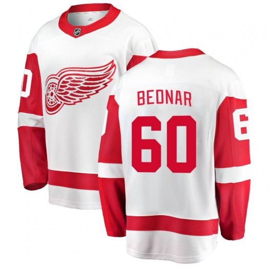 Jan Bednar Detroit Red Wings Youth Fanatics Branded White Breakaway Away Jersey