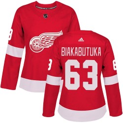 Jeremie Biakabutuka Detroit Red Wings Women's Adidas Authentic Red Home Jersey