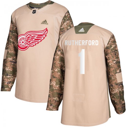 Jim Rutherford Detroit Red Wings Men's Adidas Authentic Camo Veterans Day Practice Jersey