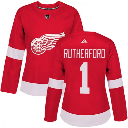 Jim Rutherford Detroit Red Wings Women's Adidas Authentic Red Home Jersey