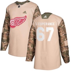 Joel L'Esperance Detroit Red Wings Youth Adidas Authentic Camo Veterans Day Practice Jersey