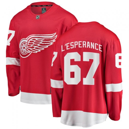 Joel L'Esperance Detroit Red Wings Youth Fanatics Branded Red Breakaway Home Jersey
