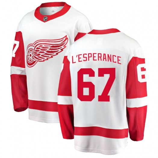 Joel L'Esperance Detroit Red Wings Youth Fanatics Branded White Breakaway Away Jersey