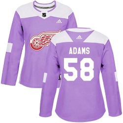 John Adams Detroit Red Wings Women's Adidas Authentic Purple Hockey Fights Cancer Practice Jersey