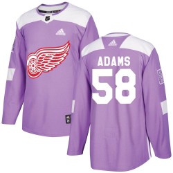 John Adams Detroit Red Wings Youth Adidas Authentic Purple Hockey Fights Cancer Practice Jersey