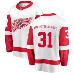 Joren Van Pottelberghe Detroit Red Wings Youth Fanatics Branded White Breakaway Away Jersey