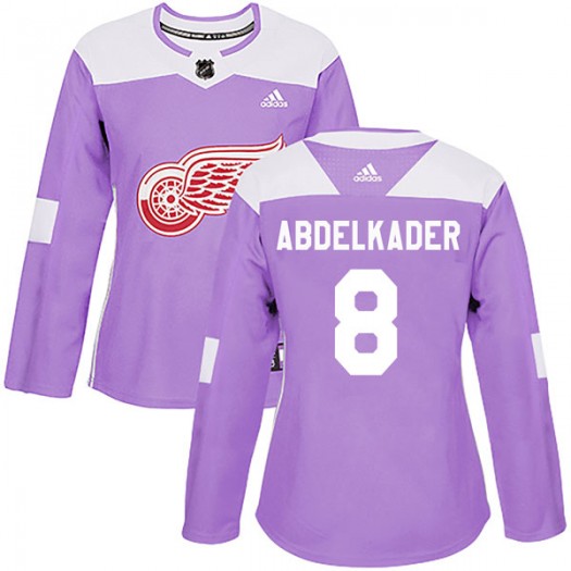 Justin Abdelkader Detroit Red Wings Women's Adidas Authentic Purple Hockey Fights Cancer Practice Jersey