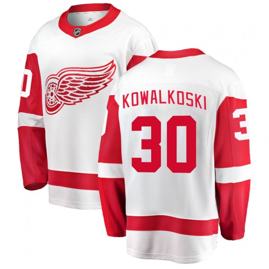 Justin Kowalkoski Detroit Red Wings Youth Fanatics Branded White Breakaway Away Jersey