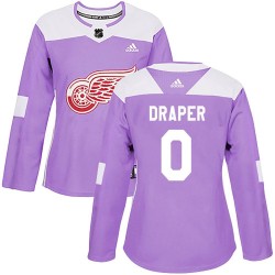 Kienan Draper Detroit Red Wings Women's Adidas Authentic Purple Hockey Fights Cancer Practice Jersey