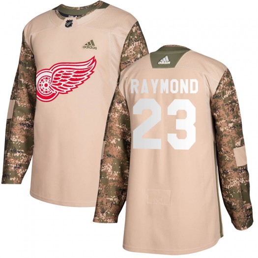 Lucas Raymond Detroit Red Wings Youth Adidas Authentic Camo Veterans Day Practice Jersey