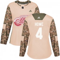 Mark Howe Detroit Red Wings Women's Adidas Authentic Camo Veterans Day Practice Jersey