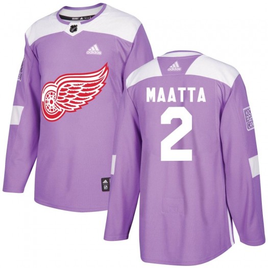 Olli Maatta Detroit Red Wings Men's Adidas Authentic Purple Hockey Fights Cancer Practice Jersey