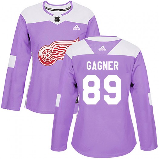 Sam Gagner Detroit Red Wings Women's Adidas Authentic Purple ized Hockey Fights Cancer Practice Jersey