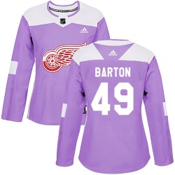 Seth Barton Detroit Red Wings Women's Adidas Authentic Purple Hockey Fights Cancer Practice Jersey
