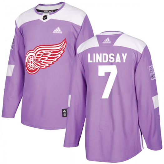 Ted Lindsay Detroit Red Wings Men's Adidas Authentic Purple Hockey Fights Cancer Practice Jersey