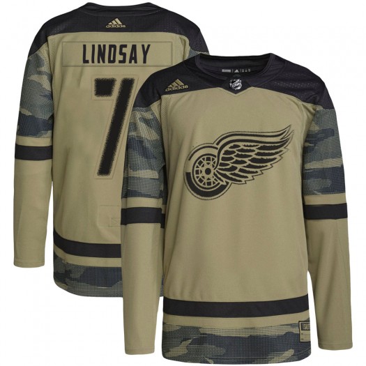 Ted Lindsay Detroit Red Wings Youth Adidas Authentic Camo Military Appreciation Practice Jersey
