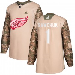 Terry Sawchuk Detroit Red Wings Men's Adidas Authentic Camo Veterans Day Practice Jersey