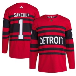 Terry Sawchuk Detroit Red Wings Men's Adidas Authentic Red Reverse Retro 2.0 Jersey