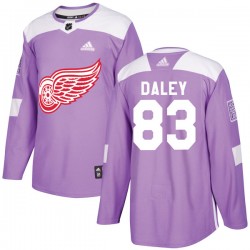 Trevor Daley Detroit Red Wings Men's Adidas Authentic Purple Hockey Fights Cancer Practice Jersey